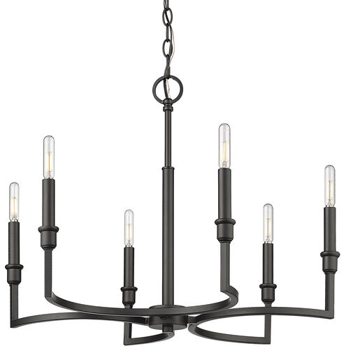 Ellyn 6 Light 25 inch Matte Black Chandelier Ceiling Light